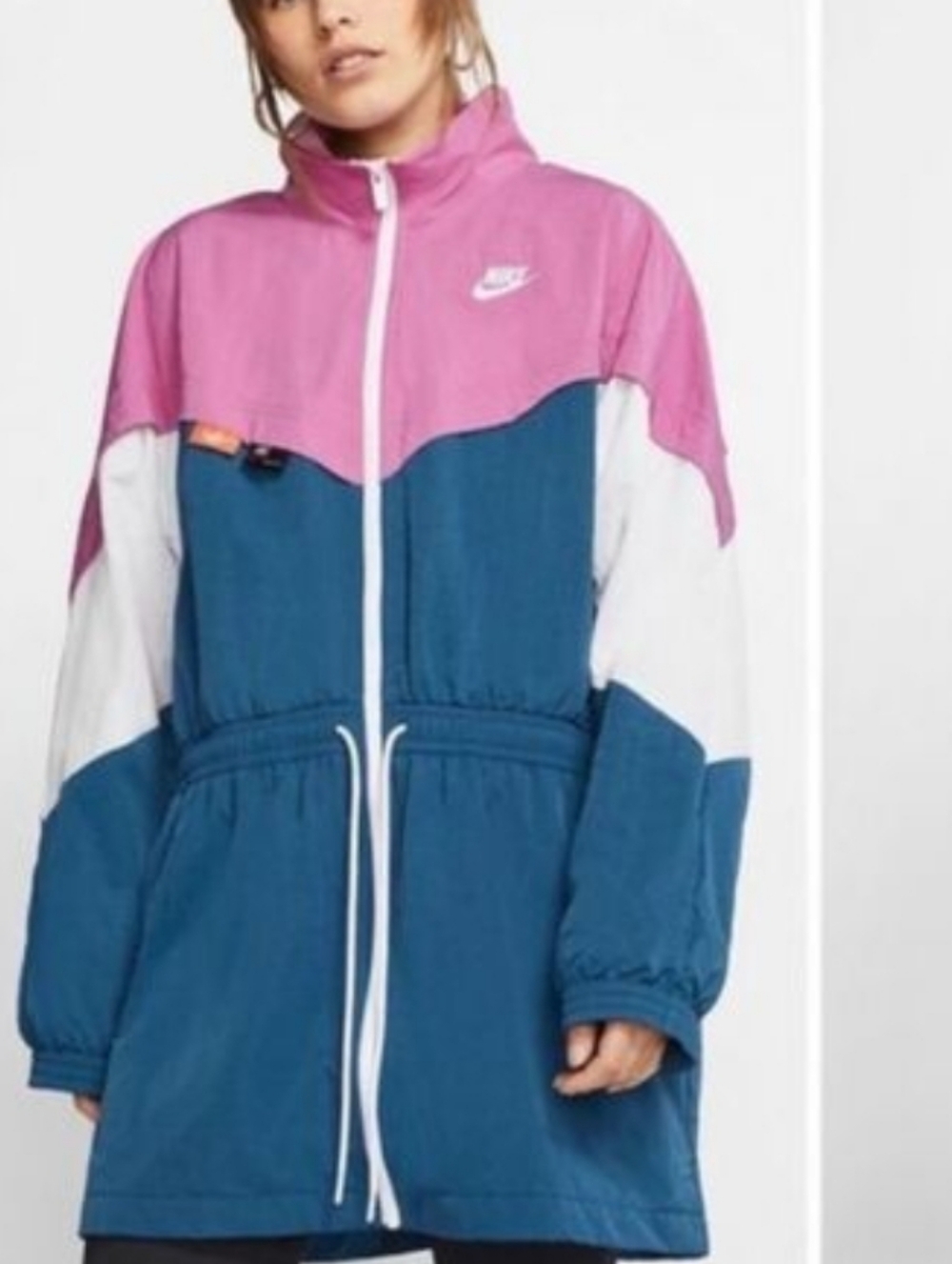 Nike Women's Colorblock Windbreaker Jacket - Pink, Teal & White